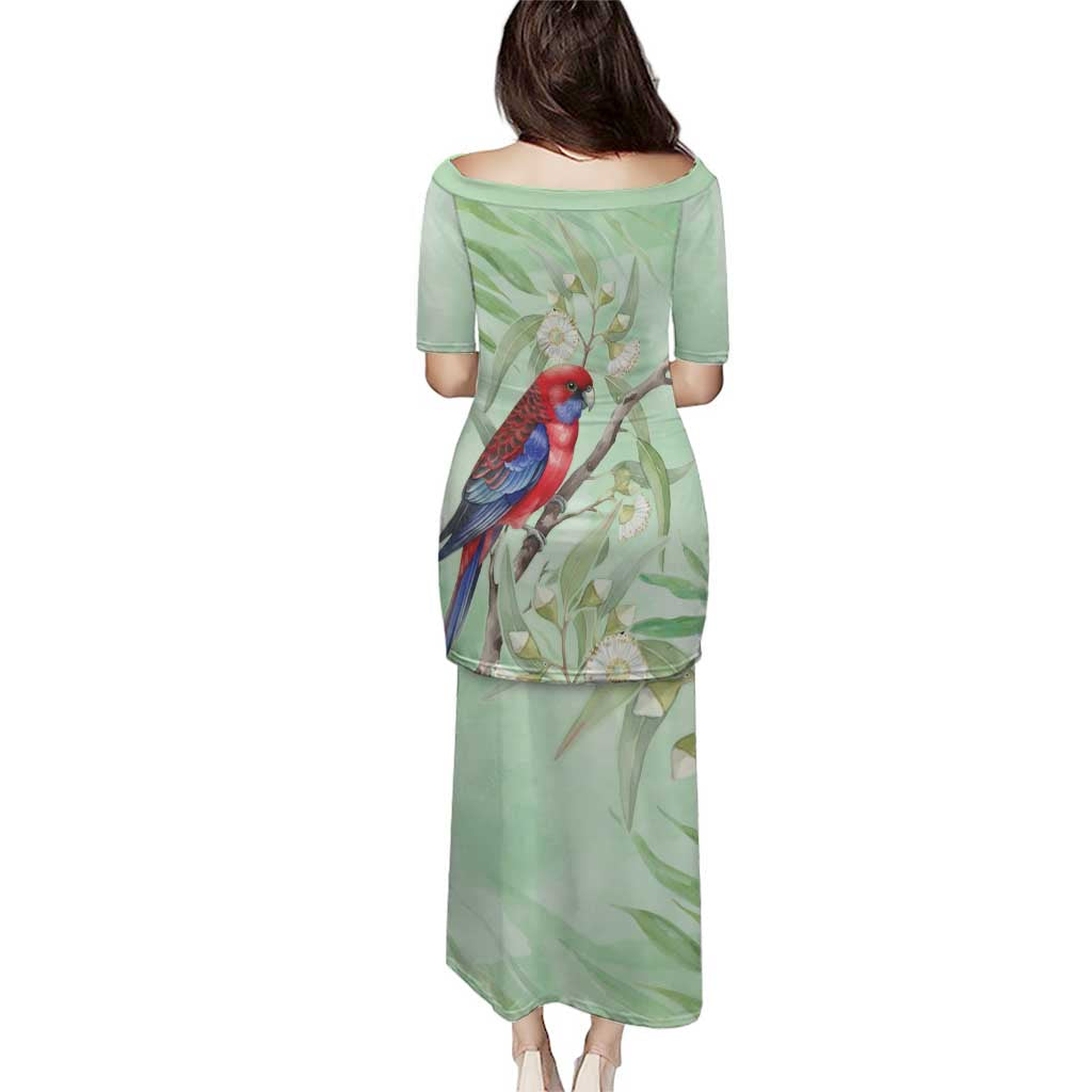 Australia Crimson Rosella Family Matching Puletasi and Hawaiian Shirt Platycercus Elegans Eucalyptus Alba Watercolor - Aussie Hoodie