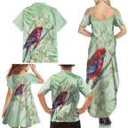 Australia Crimson Rosella Family Matching Summer Maxi Dress and Hawaiian Shirt Platycercus Elegans Eucalyptus Alba Watercolor - Aussie Hoodie
