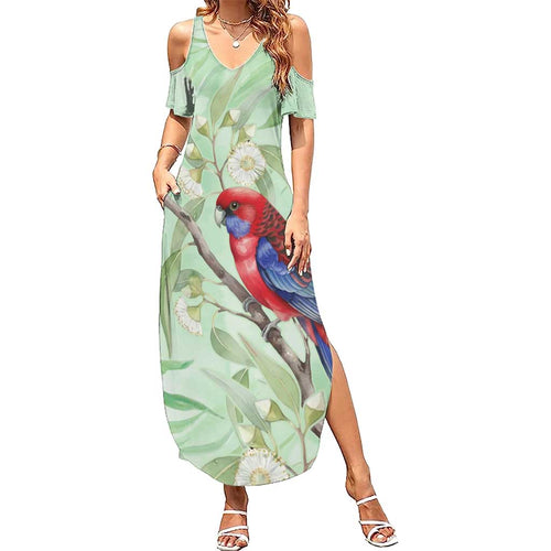 Australia Crimson Rosella Family Matching Summer Maxi Dress and Hawaiian Shirt Platycercus Elegans Eucalyptus Alba Watercolor - Aussie Hoodie