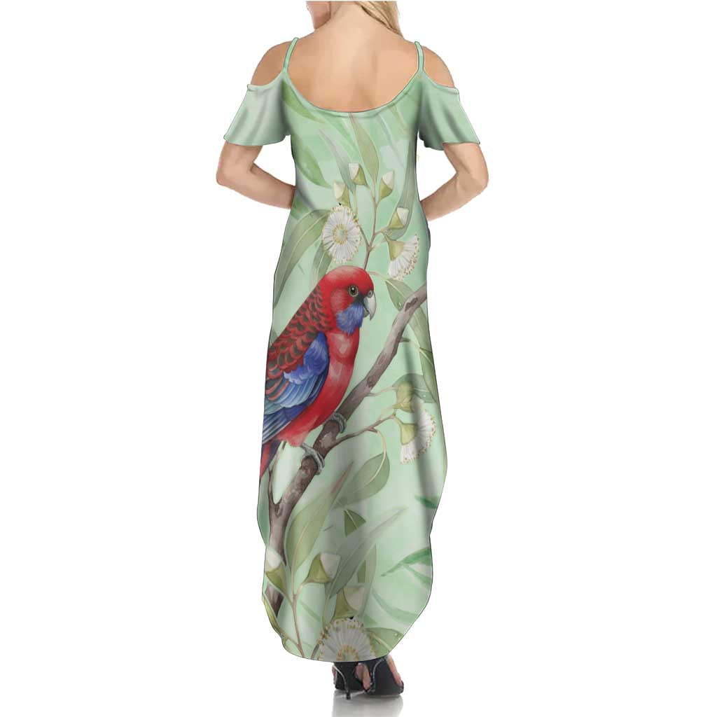 Australia Crimson Rosella Family Matching Summer Maxi Dress and Hawaiian Shirt Platycercus Elegans Eucalyptus Alba Watercolor - Aussie Hoodie