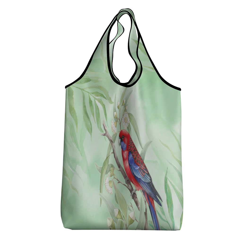 Australia Crimson Rosella Grocery Bag Platycercus Elegans Eucalyptus Alba Watercolor - Aussie Hoodie