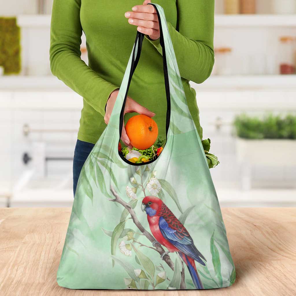 Australia Crimson Rosella Grocery Bag Platycercus Elegans Eucalyptus Alba Watercolor - Aussie Hoodie