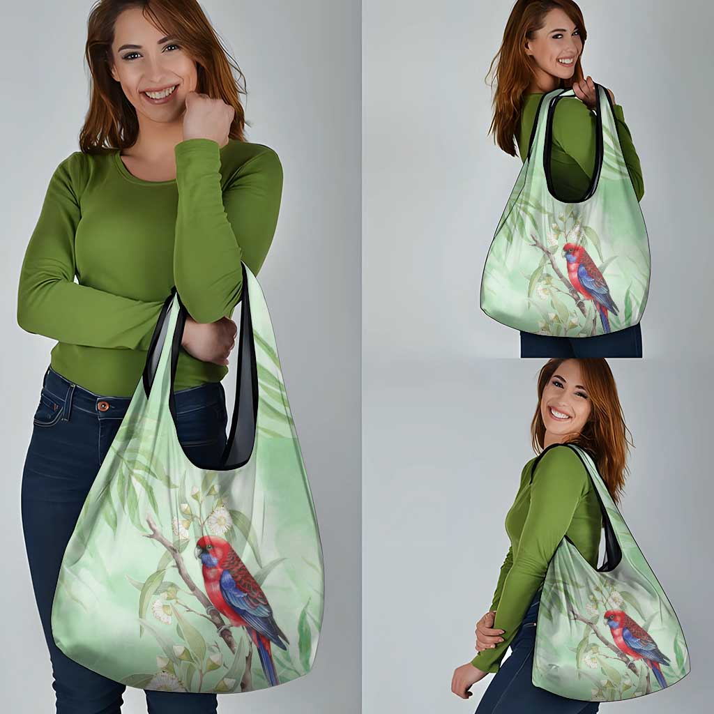 Australia Crimson Rosella Grocery Bag Platycercus Elegans Eucalyptus Alba Watercolor - Aussie Hoodie