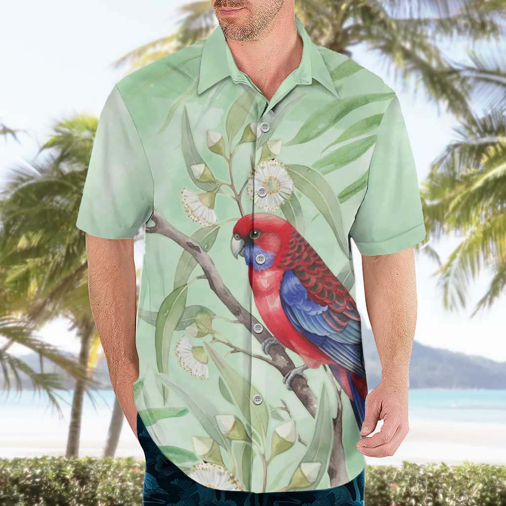 Australia Crimson Rosella Hawaiian Shirt Platycercus Elegans Eucalyptus Alba Watercolor - Aussie Hoodie