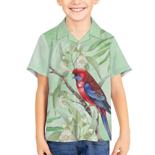 Australia Crimson Rosella Hawaiian Shirt Platycercus Elegans Eucalyptus Alba Watercolor - Aussie Hoodie