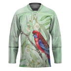 Australia Crimson Rosella Hockey Jersey Platycercus Elegans Eucalyptus Alba Watercolor - Aussie Hoodie