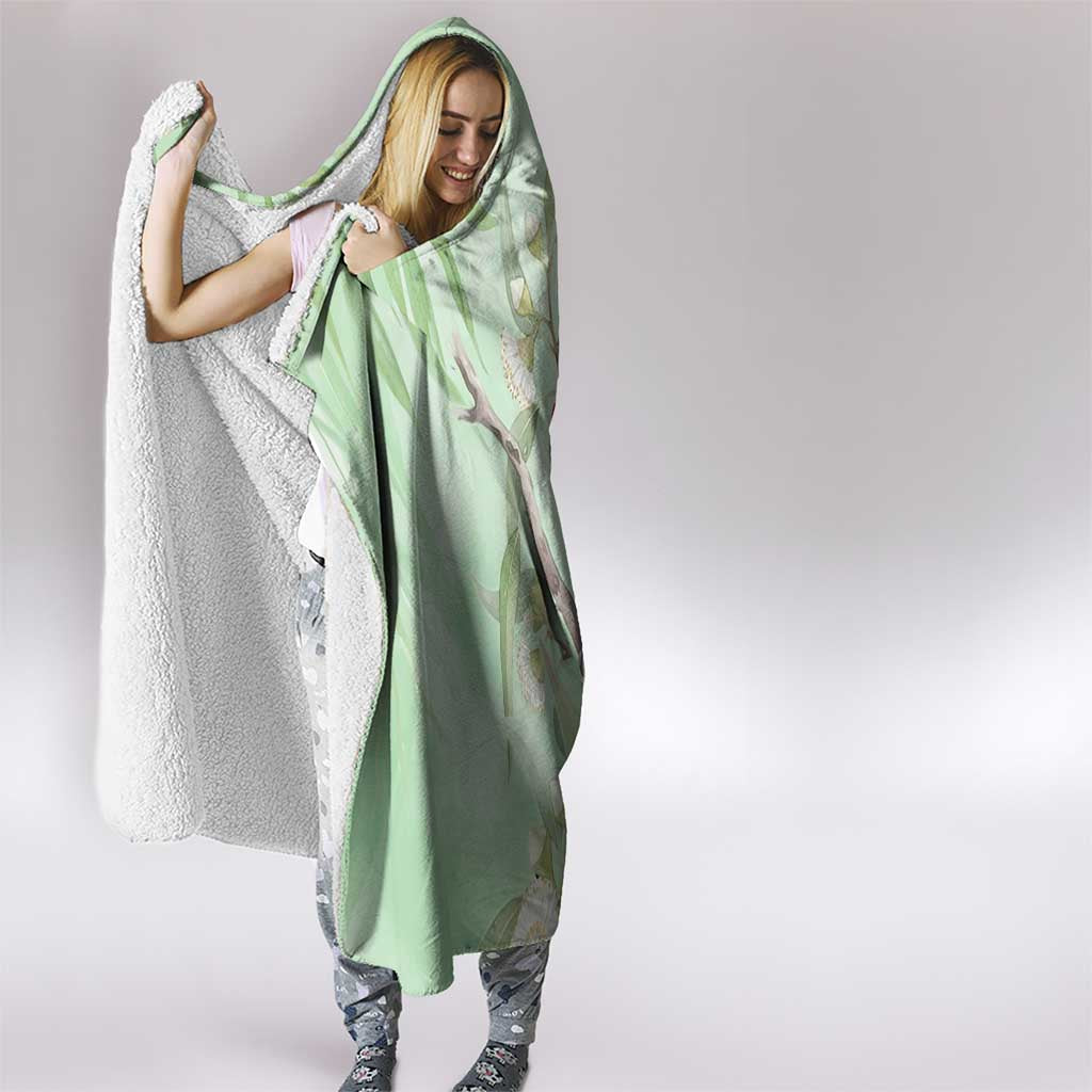 Australia Crimson Rosella Hooded Blanket Platycercus Elegans Eucalyptus Alba Watercolor - Aussie Hoodie