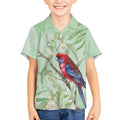 Australia Crimson Rosella Kid Hawaiian Shirt Platycercus Elegans Eucalyptus Alba Watercolor - Aussie Hoodie
