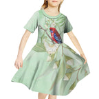 Australia Crimson Rosella Kid Short Sleeve Dress Platycercus Elegans Eucalyptus Alba Watercolor - Aussie Hoodie