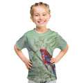 Australia Crimson Rosella Kid T Shirt Platycercus Elegans Eucalyptus Alba Watercolor - Aussie Hoodie