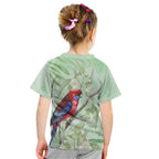 Australia Crimson Rosella Kid T Shirt Platycercus Elegans Eucalyptus Alba Watercolor - Aussie Hoodie