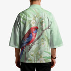 Australia Crimson Rosella Kimono Platycercus Elegans Eucalyptus Alba Watercolor - Aussie Hoodie