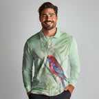 Australia Crimson Rosella Long Sleeve Polo Shirt Platycercus Elegans Eucalyptus Alba Watercolor - Aussie Hoodie