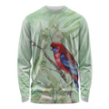 Australia Crimson Rosella Long Sleeve Shirt Platycercus Elegans Eucalyptus Alba Watercolor - Aussie Hoodie