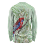 Australia Crimson Rosella Long Sleeve Shirt Platycercus Elegans Eucalyptus Alba Watercolor - Aussie Hoodie