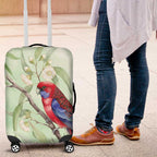 Australia Crimson Rosella Luggage Cover Platycercus Elegans Eucalyptus Alba Watercolor - Aussie Hoodie