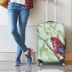 Australia Crimson Rosella Luggage Cover Platycercus Elegans Eucalyptus Alba Watercolor - Aussie Hoodie