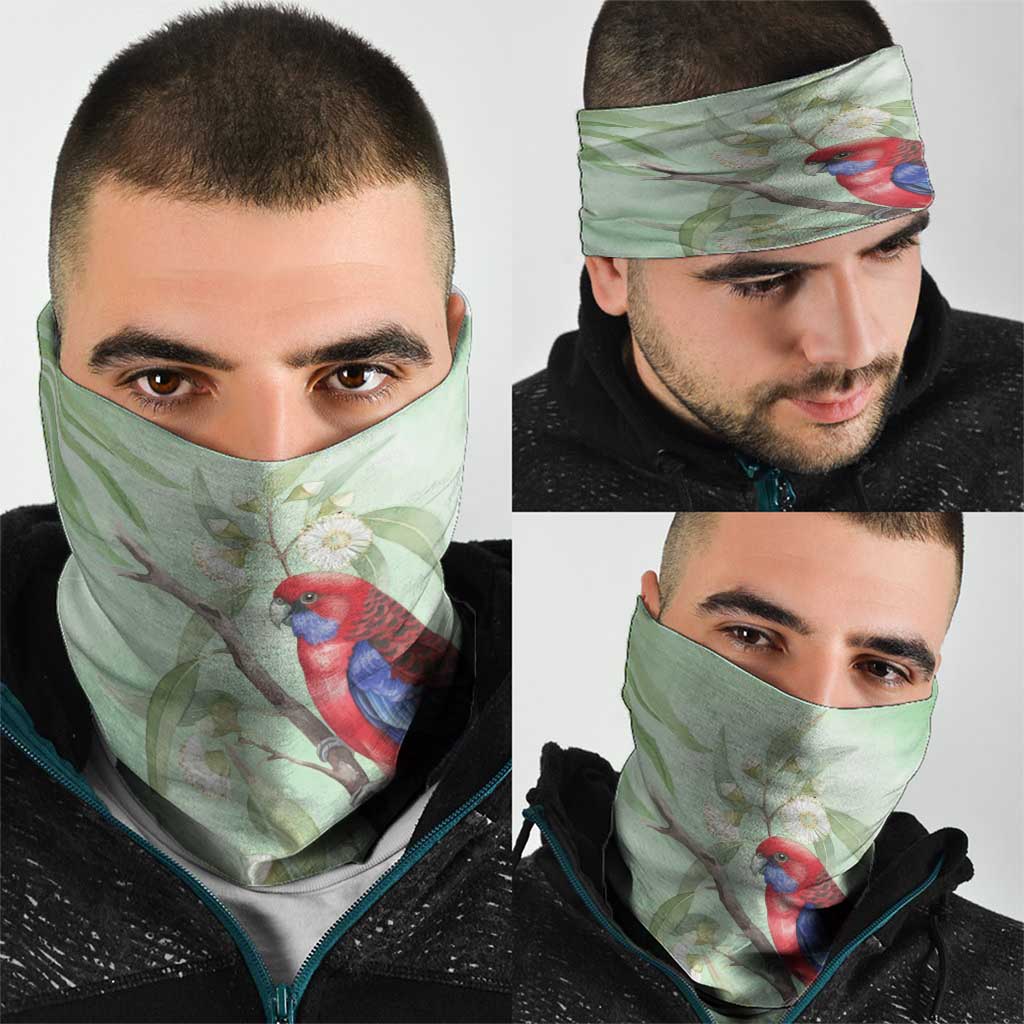 Australia Crimson Rosella Neck Gaiter Platycercus Elegans Eucalyptus Alba Watercolor - Aussie Hoodie