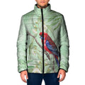 Australia Crimson Rosella Padded Jacket Platycercus Elegans Eucalyptus Alba Watercolor - Aussie Hoodie
