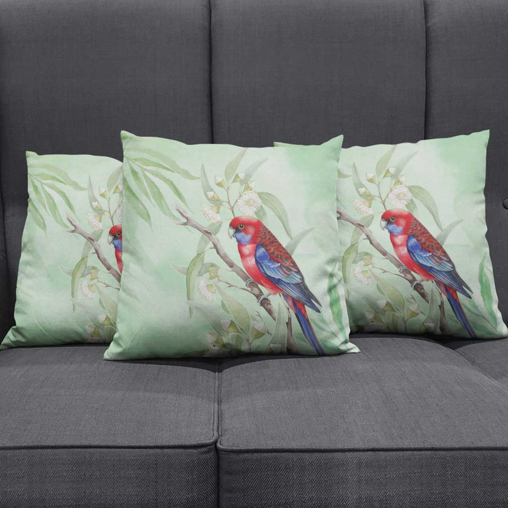 Australia Crimson Rosella Pillow Cover Platycercus Elegans Eucalyptus Alba Watercolor - Aussie Hoodie