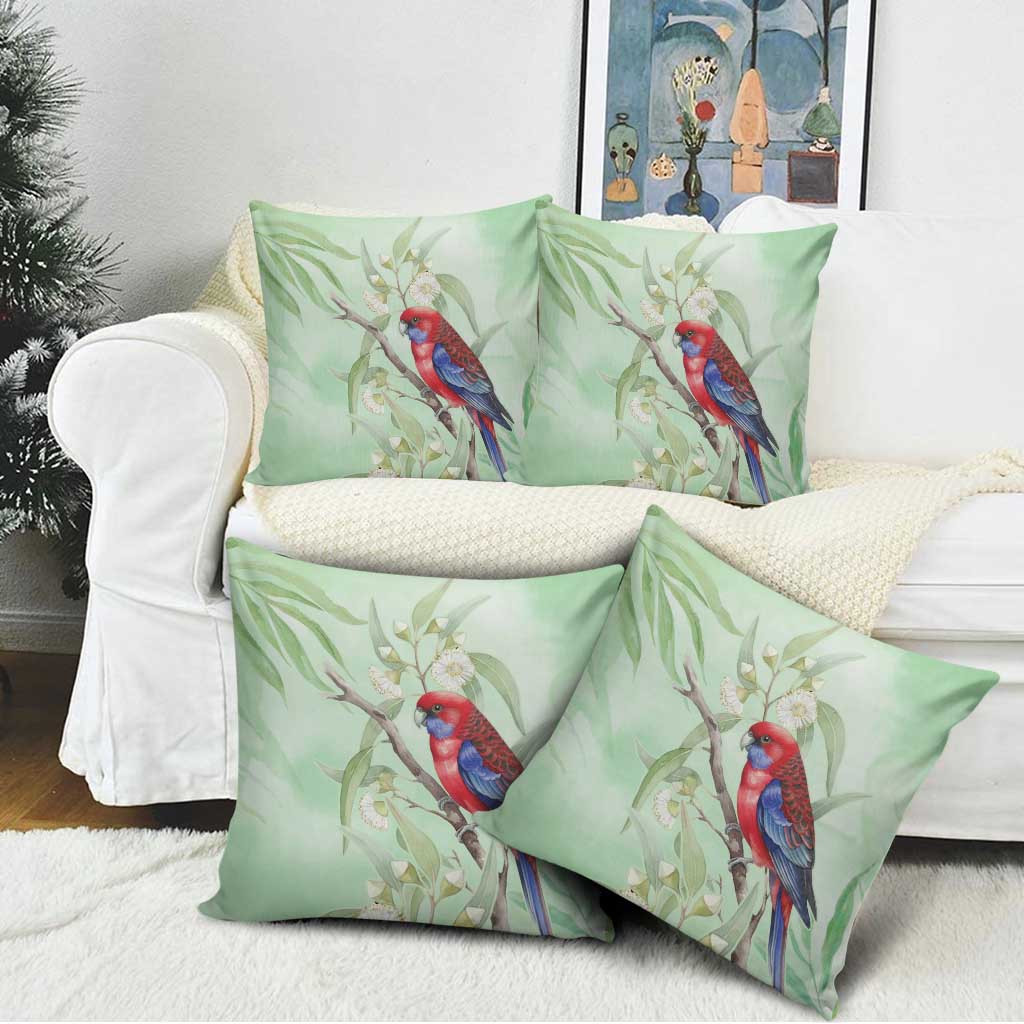 Australia Crimson Rosella Pillow Cover Platycercus Elegans Eucalyptus Alba Watercolor - Aussie Hoodie