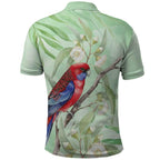 Australia Crimson Rosella Polo Shirt Platycercus Elegans Eucalyptus Alba Watercolor - Aussie Hoodie