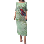 Australia Crimson Rosella Puletasi Platycercus Elegans Eucalyptus Alba Watercolor - Aussie Hoodie