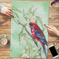 Australia Crimson Rosella Puzzle Platycercus Elegans Eucalyptus Alba Watercolor - Aussie Hoodie