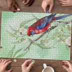 Australia Crimson Rosella Puzzle Platycercus Elegans Eucalyptus Alba Watercolor - Aussie Hoodie