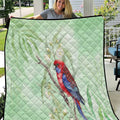 Australia Crimson Rosella Quilt Platycercus Elegans Eucalyptus Alba Watercolor - Aussie Hoodie