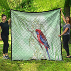 Australia Crimson Rosella Quilt Platycercus Elegans Eucalyptus Alba Watercolor - Aussie Hoodie
