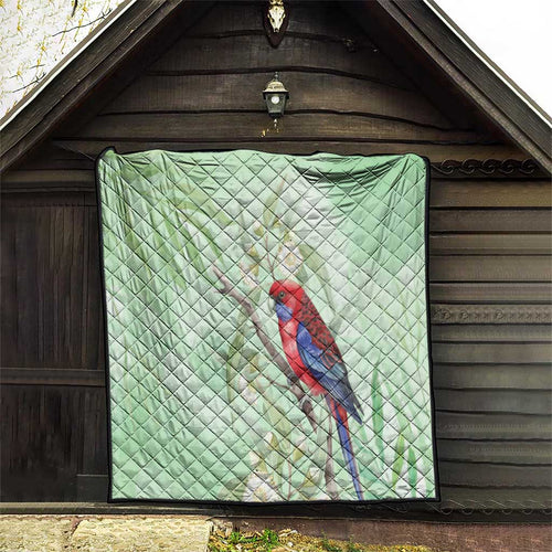 Australia Crimson Rosella Quilt Platycercus Elegans Eucalyptus Alba Watercolor - Aussie Hoodie