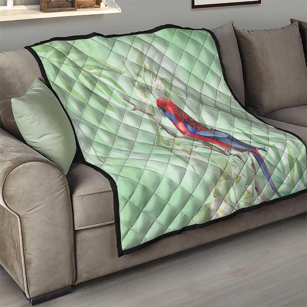 Australia Crimson Rosella Quilt Platycercus Elegans Eucalyptus Alba Watercolor - Aussie Hoodie