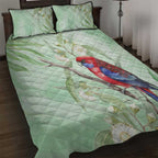 Australia Crimson Rosella Quilt Bed Set Platycercus Elegans Eucalyptus Alba Watercolor - Aussie Hoodie