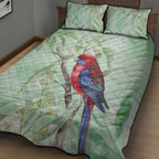 Australia Crimson Rosella Quilt Bed Set Platycercus Elegans Eucalyptus Alba Watercolor - Aussie Hoodie