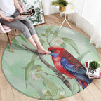 Australia Crimson Rosella Round Carpet Platycercus Elegans Eucalyptus Alba Watercolor - Aussie Hoodie