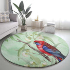 Australia Crimson Rosella Round Carpet Platycercus Elegans Eucalyptus Alba Watercolor - Aussie Hoodie