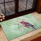 Australia Crimson Rosella Rubber Doormat Platycercus Elegans Eucalyptus Alba Watercolor - Aussie Hoodie