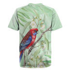Australia Crimson Rosella Rugby Jersey Platycercus Elegans Eucalyptus Alba Watercolor - Aussie Hoodie