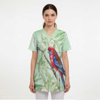 Australia Crimson Rosella Scrub Top Platycercus Elegans Eucalyptus Alba Watercolor - Aussie Hoodie
