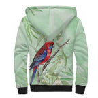 Australia Crimson Rosella Sherpa Hoodie Platycercus Elegans Eucalyptus Alba Watercolor - Aussie Hoodie