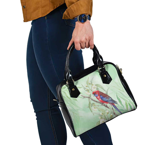 Australia Crimson Rosella Shoulder Handbag Platycercus Elegans Eucalyptus Alba Watercolor - Aussie Hoodie
