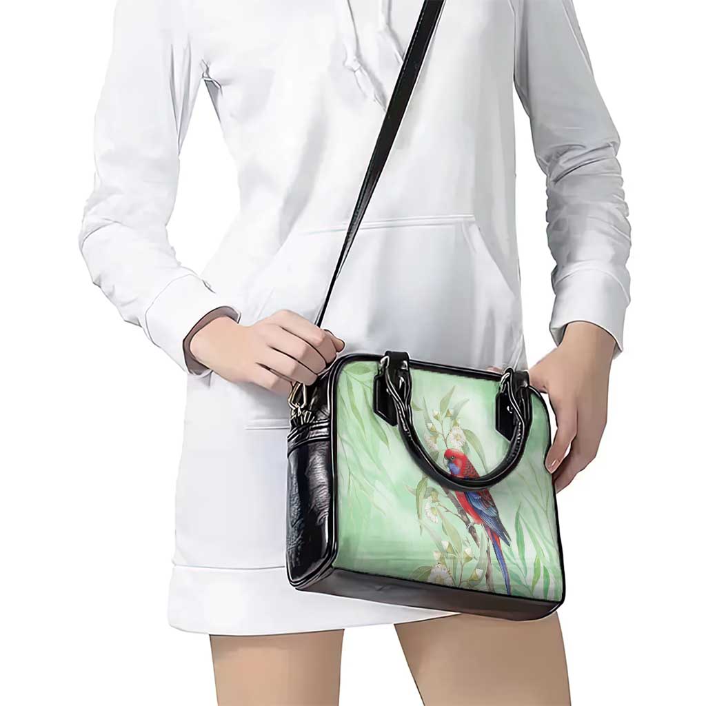 Australia Crimson Rosella Shoulder Handbag Platycercus Elegans Eucalyptus Alba Watercolor - Aussie Hoodie