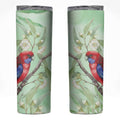 Australia Crimson Rosella Skinny Tumbler Platycercus Elegans Eucalyptus Alba Watercolor - Aussie Hoodie