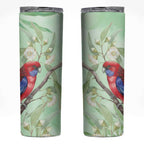 Australia Crimson Rosella Skinny Tumbler Platycercus Elegans Eucalyptus Alba Watercolor - Aussie Hoodie