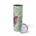 Australia Crimson Rosella Skinny Tumbler Platycercus Elegans Eucalyptus Alba Watercolor - Aussie Hoodie