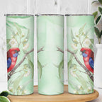Australia Crimson Rosella Skinny Tumbler Platycercus Elegans Eucalyptus Alba Watercolor - Aussie Hoodie