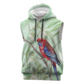 Australia Crimson Rosella Sleeveless Hoodie Platycercus Elegans Eucalyptus Alba Watercolor - Aussie Hoodie