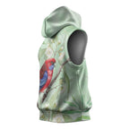 Australia Crimson Rosella Sleeveless Hoodie Platycercus Elegans Eucalyptus Alba Watercolor - Aussie Hoodie