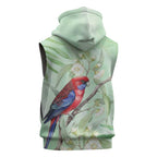 Australia Crimson Rosella Sleeveless Zip Hoodie Platycercus Elegans Eucalyptus Alba Watercolor - Aussie Hoodie